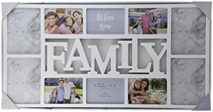 Decorative Family 10 Opening Collage Frame, 14.5 X 28.5-inch - Four 5 X 7-inch and Six 4 X 6-inch (White/Gold)