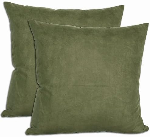 Amazon Com Green Microsuede Throw Pillows Set Of 2 Stuffed