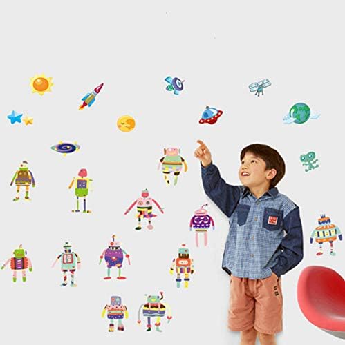 Cartoon Robot Plane Wall Sticker Space Kids Bedroom Living Room Wall Decals Nursery Room Removable Stickers 50X70Cm