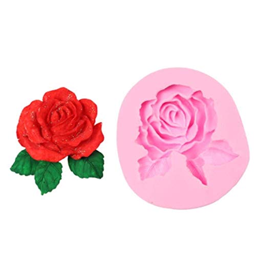Weite Pink Rose Flower Silicone Cake Mold Chocolate Sugar Craft Decorating Fondant Fimo Tool (Pink)
