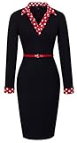 HOMEYEE Women's 1950s Vintage Turn Down Collar Black Pencil Business Dress B334 (10, Black)
