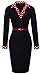 HOMEYEE Women's 1950s Vintage Turn Down Collar Black Pencil Business Dress B334 (10, Black)