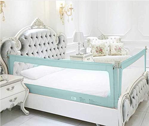 2 Set for 2 Sides (1 Set of 2 M for Length Side and 1 Set of 1.9 M for feet Side) King Size Bed Safety Bed GuardRail Bed Fence for Children, Toddlers, Infants-Green Color