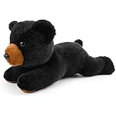 Hideekoog Stuffed Animal for Kids,8 inch Realistic Animal Plush Toy Lying Down Posture Animals,Plush for Boys Girls Adult Birthday Hug Teaching(S-Black Bear)