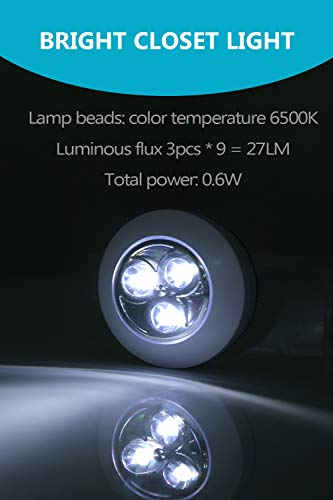 6-Pack Push Lights| Touch Lights| Led Lights for Closet| Tap Light |Closet Lights for Entrance, Hallway, Basement, Bathroom, Cabinet, Closet(Batteries Not Included)