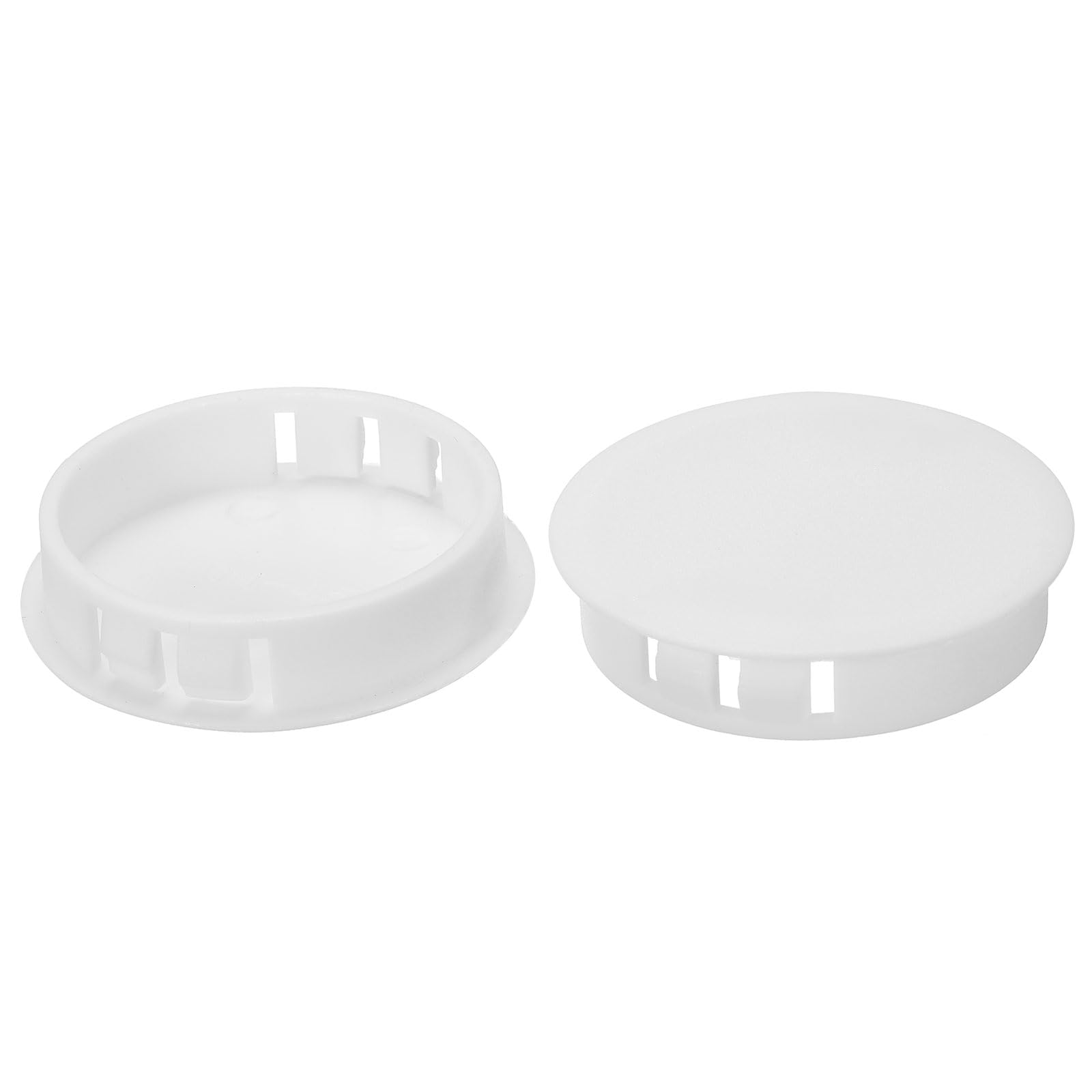 PATIKIL 45mm (1.8") Plastic Hole Plugs, 25Pcs Flush Type Round Hole Plugs Cover Snap in Locking Hole Tube for Table Kitchen Cabinet Furniture, White
