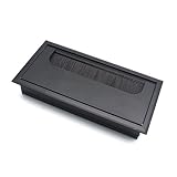 Antrader 160mm Length Black Metal Rectangle Wire Cable Grommet Hole Cover for Computer Desk Table (Black)