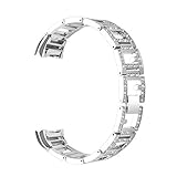 Fitbit Charge 2 bands Metal,Usitek Adjustable Replacement Metal Bracelet Strap with Rhinestone Large & Small Band for Fitbit Charge 2 HR Heart Rate + Fitness Wristband (Siliver)