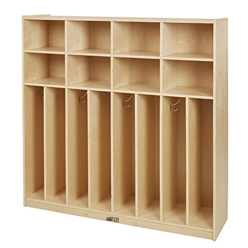 ECR4Kids Birch 8-Section Slim-Fit School Coat Locker with Hooks and Storage for Kids, 48" Wide - Thumbnail 4