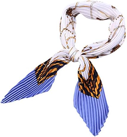 AOLIGE Hair Scarf Satin Accordion Pleated Rhombus Head Neck Scarfs for Women