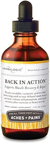 Herbalogic Back in Action Herb Drops (4 Ounces) - Natural Support for Muscle Soreness, Back Aches, and Joint Pain - Contains the Anti-Inflammatory Herb Turmeric Plus Corydalis for Soft Tissue Pain