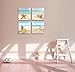 YPY Painting Zen Spa Beach Stone Sea Shells Sand Sunshine 4 PCS Wall Art Stretched Canvas Art Set Framed Ready to Hang (Blue, 12x12in)