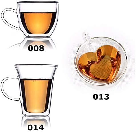 SOPHISTICATE Various of Heat Resistant Clear Double Walled Glass Tea Coffee Cup Mug w/Handle: 2 pieces, 014 160ml