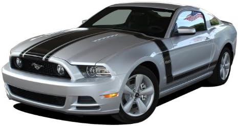 PRIME 1 : 2013-2014 Ford Mustang "BOSS 302 Style" Wide Center Hood Side Door Vinyl Graphic Decal Stripes (Fits All Models) (Color-3M 02 Gloss Black)