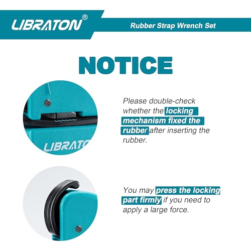 LIBRATON Rubber Belt Wrench, Adjustable Belt Wrench, 2 Pieces Oil Filter Belt Wrench, Multifunction Belt Wrenches