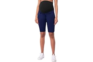 Hybrid & Company Women's Maternity Denim Shorts Over The Belly Comfy Skinny Bermuda Jeans
