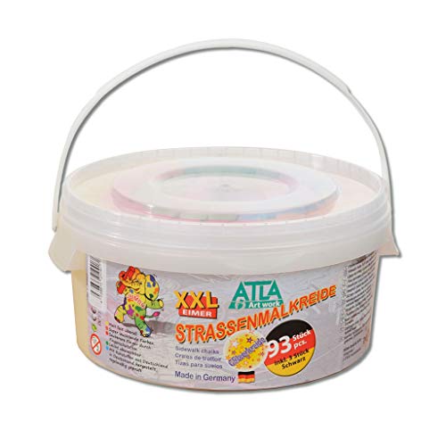 ATLA Glitzer Straßenmalkreide im XXL Eimer, 93 Stück inkl. schwarz - Malkreide – Bild 3