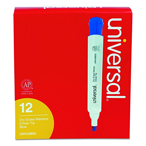 Universal Dry Erase Marker, Chisel Tip, Blue, Dozen (43653)