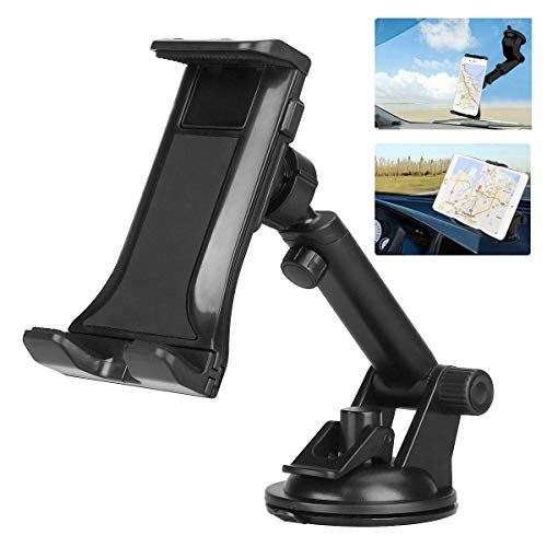 Phone Holder for Car, 2 in 1 Car Tablet Mount, Windshield Cell Phone Car Holder Stand for GPS/Samsung Galaxy/iPad Pro/Air, iPad/iPad Mini/iPhone (4"- 12")