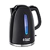Russell Hobbs Textures Plus Waterkoker Zwart (1,7L), Snelkookfunctie, Extra Zuinig, Gemakkelijk Reinigbaar, 2.400 Watt…