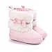 LIVEBOX Baby Girls' Premium Soft Sole Bow Anti-Slip Mid Calf Warm Winter Infant Prewalker Toddler Snow Boots (S: 0~6 months, Pink)