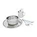 Backpacking Stainless Steel Mess Kit Lightweight 1 Person Dish Set with Mesh Bag - Complete Dinnerware Set Includes Plate, Bowl, Cup, Knife, Fork and Spoon - Perfect for Any Outdoor Use