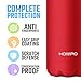 HOMPO Metal Water Bottle Stainless Steel - 26oz/ 750ml Vacuum Insulated Double Walled Thermos, Bpa Free Reusable Drinks Bottle Hot & Cold with Leak Proof lid for Kids, Hiking, Gym(Red)