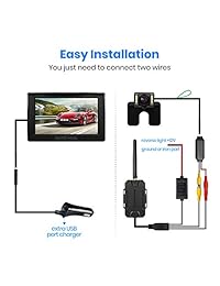 AUTO VOX M1 W Wireless Backup Camera Kit, IP 68 LED super License Plate Parte Trasera Back Up coche de visión trasera cámara de visión nocturna impermeable, 4.3" TFT LCD Monitor Retrovisor para furgonetas, Camping, coches, camiones, RVS