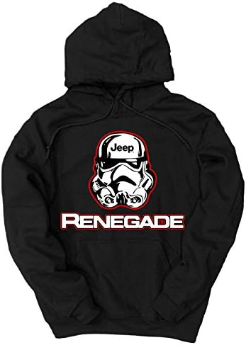 Jeep Renegade Storm Trooper Red Logo Pullover Hoodie, XL Black