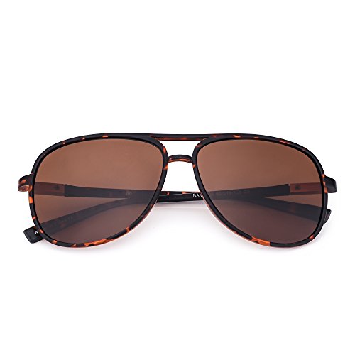 Retro Polarized Aviator Sunglasses Mirror Lightweight Eyeglasses for Men Women (Tortoise / Polarized Brown)