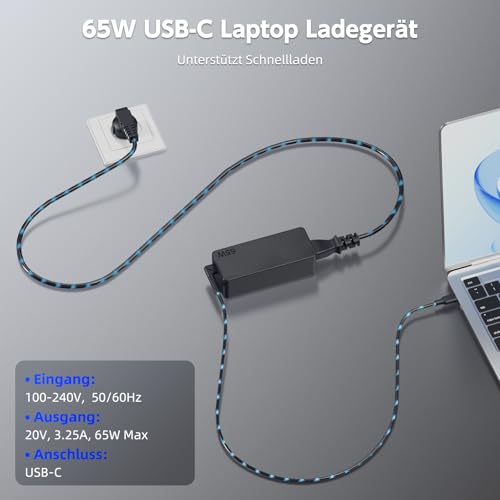 BIUBOTY 65W Portable USB C Charger Compatible with Lenovo Thinkpad 300e 2nd Gen 100e C340 Yoga 720 S730 730 910 920-13ikb C740 X1 Carbon T480 T480s T580 Computer Power Adapter Computer Type-C