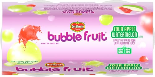 DEL MONTE BUBBLE FRUIT SOUR APPLE WATERMELON FRUIT CUP SNACKS, 3.5 OZ (PACK OF 1, 4 COUNT)