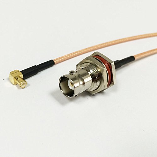 cable BNC female bulkhead jack to MCX male plug right angle RG316 6