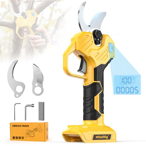 MtiolHig Electric Pruning Shears Compatible with DeWalt 20V, 26000RPM Brushless Motor Cordless 0.8-2 Inch Pruner Shears Scissor with LCD Display & SK7 Blades for Tree, Branch Trimming(Tool Only)