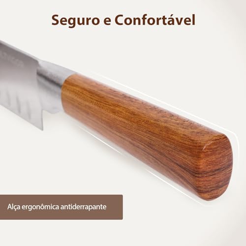 ULTVIGOR Jogo de Facas 5 Peças, 4CR13 Aço Inoxidável Afiado e Durável, Cabos antiderrapante, Corte Preciso para Cozinhas Domésticas, Inclui Faca de Chef, Santoku