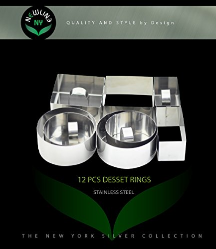 NewlineNY Stainless Steel Dessert Rings (12 Pcs) Molding, Layering, Cake Cutter