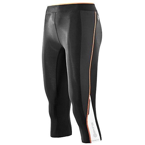 Skins Women's A200 Compression 3/4 Capri Tights, Black/Papaya, X
