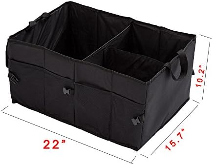 Trunk Organizer Heavy Duty Cargo Storage Box For Car Truck SUV Durable Collapsible Cargo Storage Multipurpose Oxford Fabric for Travel Vacation Camping Black