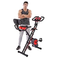 PLENY Upright Stationary Exercise Bike with Arm Exercise Resistance Bands and Phone Holder