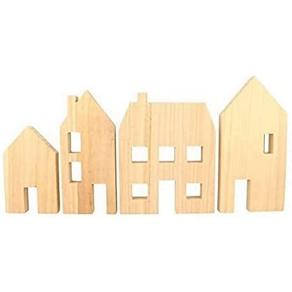 Artemio Wooden Houses to Decorate – 4 Pieces