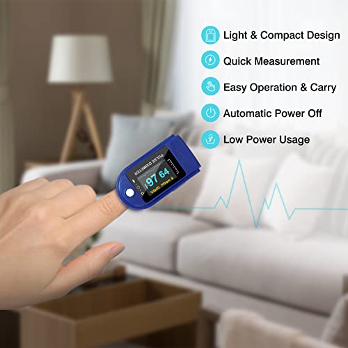 EasyHome Fingertip Pulse Oximeter, Rotatable OLED Display to Show