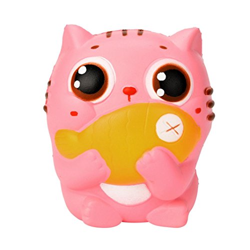 Morecome 10CM Cute Cat Cream Scented Squishy Slow Rising Squeeze Strap Kids Toys Gifts (A)