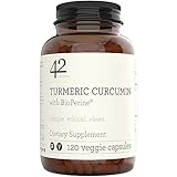 42Nutrition Turmeric Curcumin Supplement with BioPerine for Inflammation, Pain Relief and Joint Support (120 Vegan Capsules) - 95% Standardized Curcuminoids - Recyclable Amber Glass Bottle