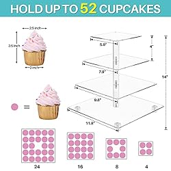 Antimbee 4 Tier Clear Acrylic Cupcake Stand with