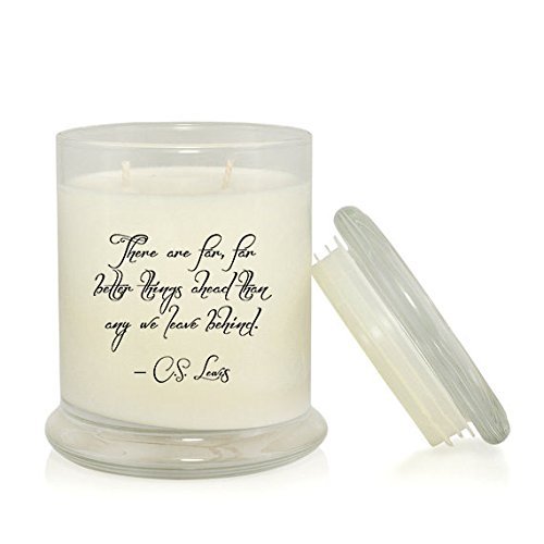 There Are Far Better Things Ahead 8.5 oz Soy Candle - CS Lewis Quotes - Narnia Quotes - Chronicles of Narnia Gift - Peppermint and Eucalyptus Scent