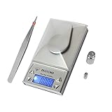 BeGrit Milligram Scale 20 X 0.001g Reloading Jewelry and Gems Scale LCD Display Digital Weight with Calibration Weights Tweezers
