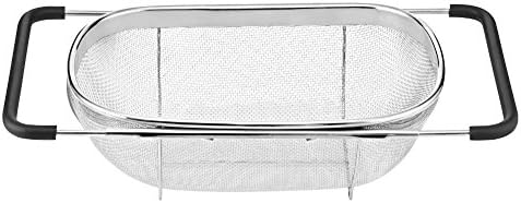 Over The Sink Stainless Steel Oval Colander Kitchen Utensils and Expandable Rubber Grip Handles Sink Colander for Rinse, Drain, Fruits, Vegetables, Pasta, Dylan Excellent