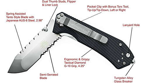 Off-grid knives - legal carry, tactical tanto assisted flipper kn…