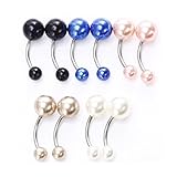 BODYA Lot of 10pc 14G Double Lustrous faux multi Pearl Ball belly Button Ring Body Piercing Jewelry