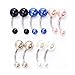 BODYA Lot of 10pc 14G Double Lustrous faux multi Pearl Ball belly Button Ring Body Piercing Jewelry